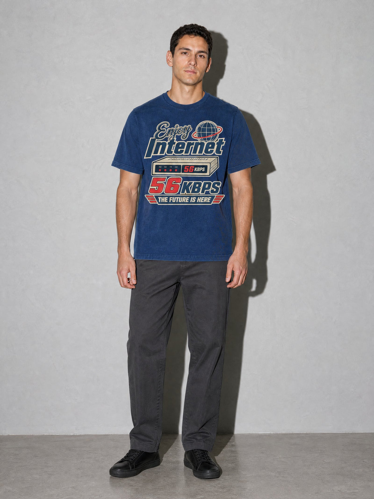 Enjoy Internet 56 Kbps Premium Shirt - True Navy - on-model full length