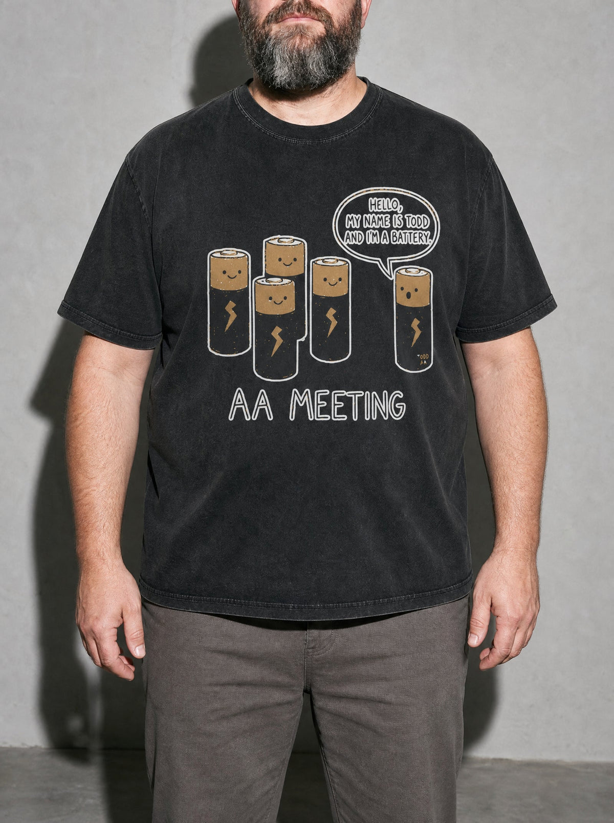 Battery AA Meeting Premium Shirt - Black - on-model zoom