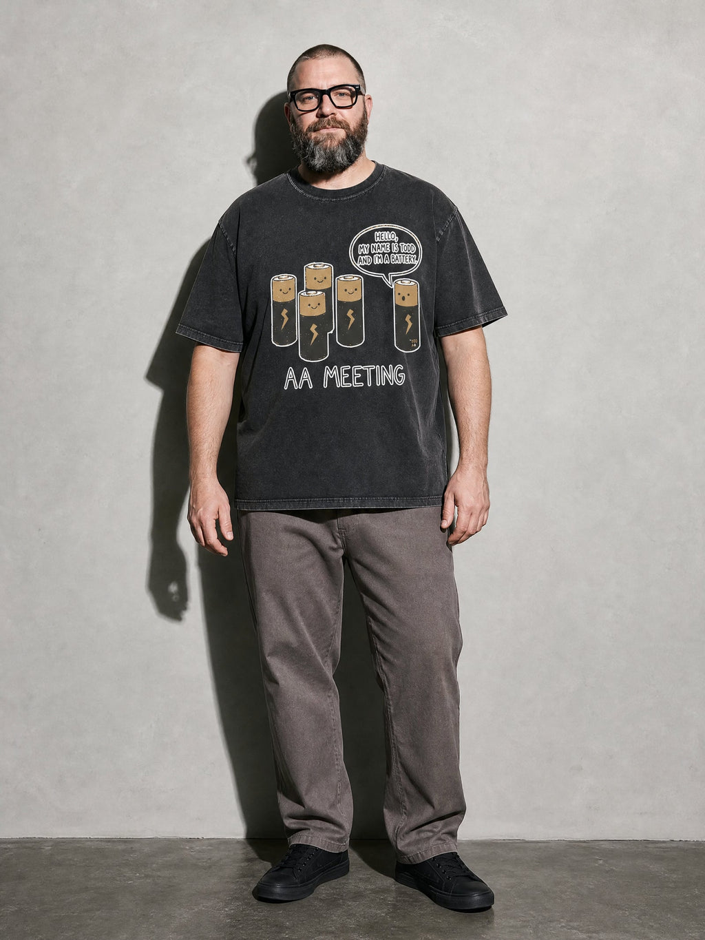Battery AA Meeting Premium Shirt - Black - on-model full length