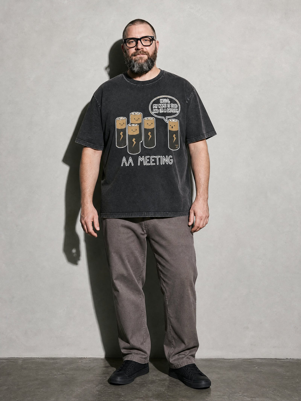 Battery AA Meeting Premium Shirt - Black - on-model full length