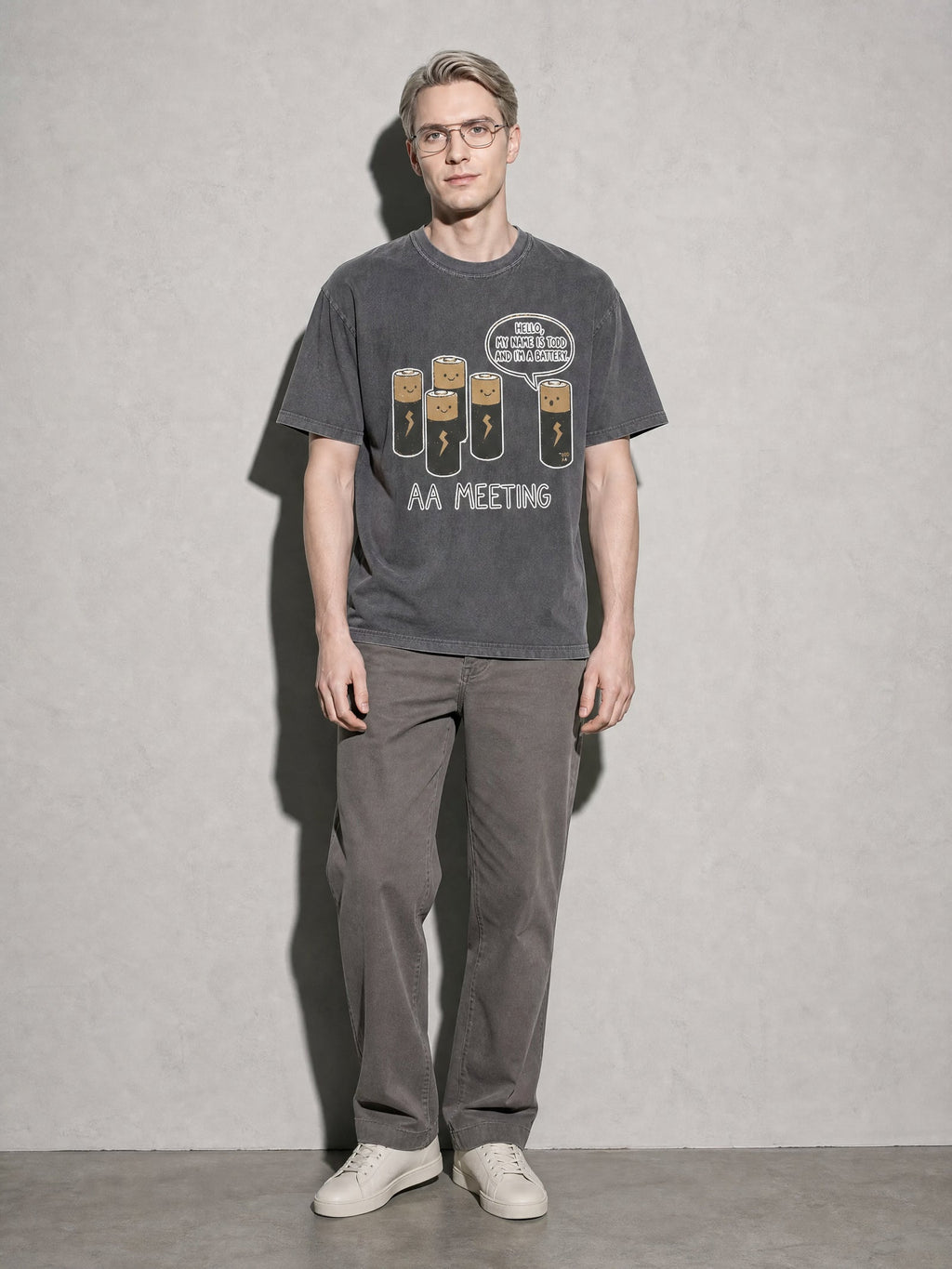 Battery AA Meeting Premium Shirt - Pepper - on-model full length