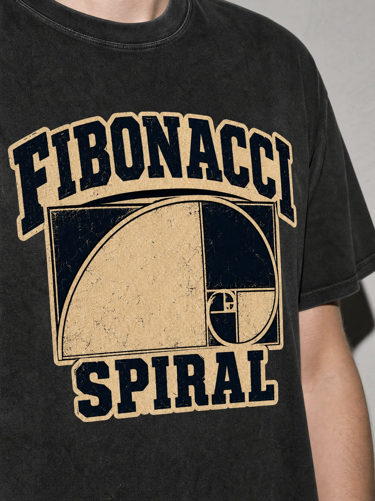 Fibonacci Spiral Premium Shirt - Black - printed fabric detail