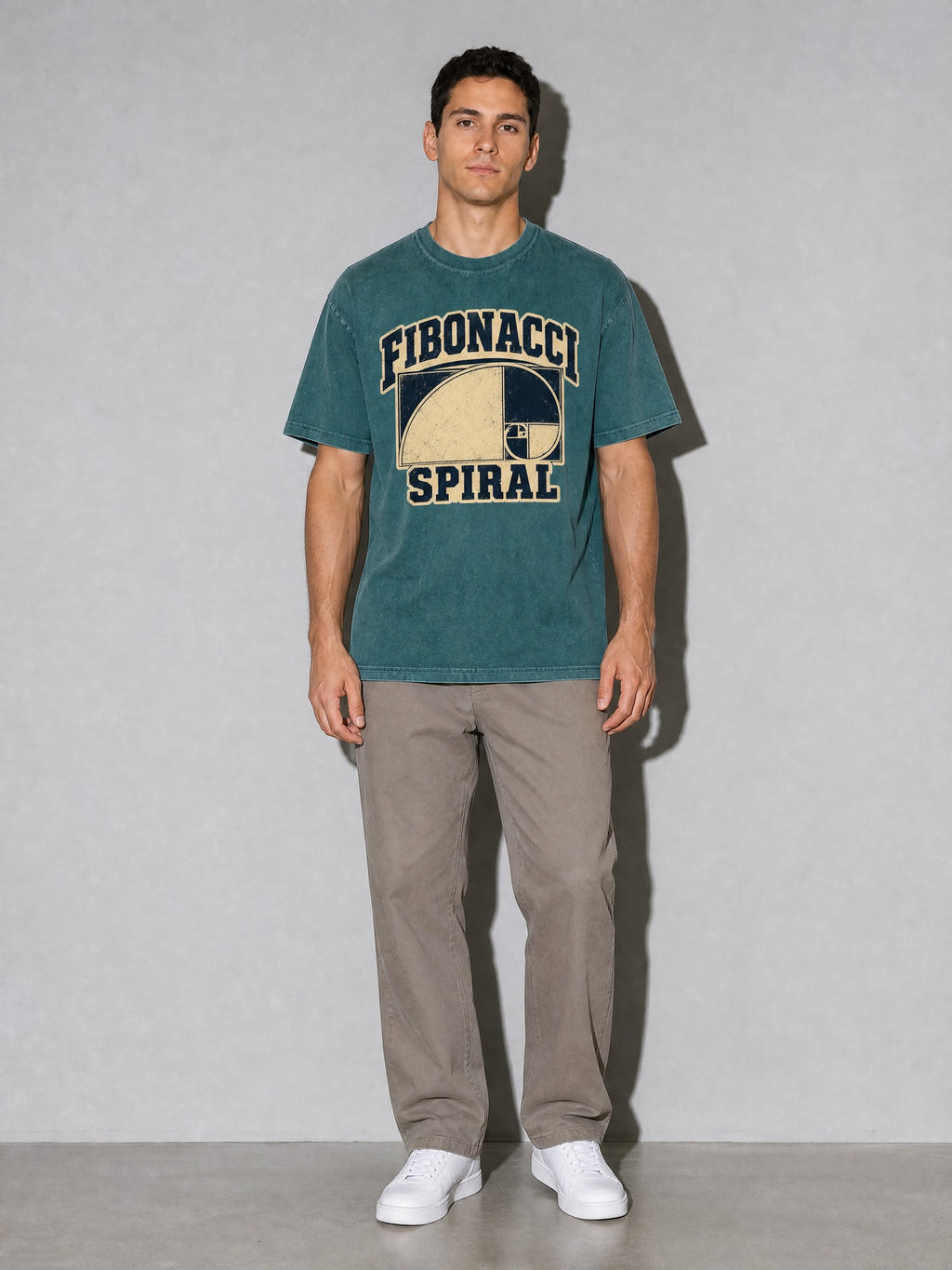 Fibonacci Spiral Premium Shirt - Blue Spruce - on-model full length