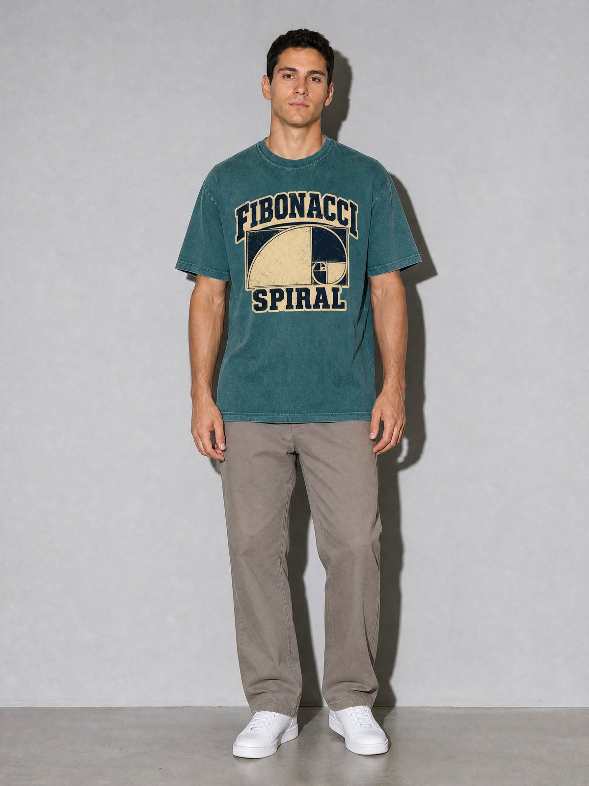 Fibonacci Spiral Premium Shirt - Blue Spruce - on-model full length