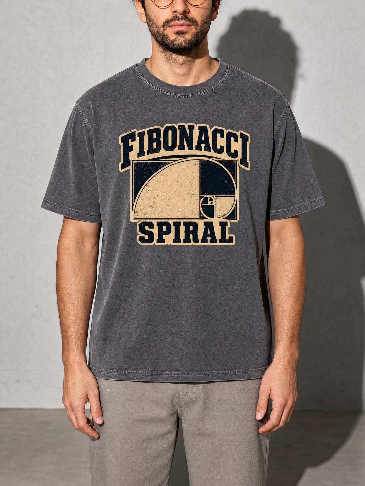 Fibonacci Spiral Premium Shirt - Pepper - on-model zoom