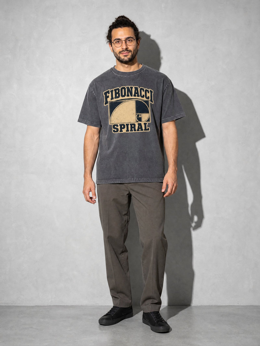 Fibonacci Spiral Premium Shirt - Pepper - on-model full length