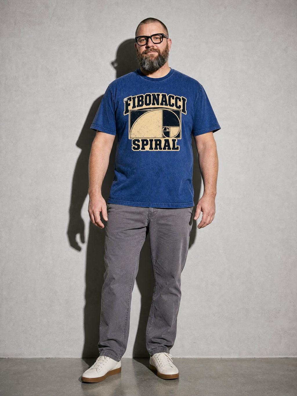 Fibonacci Spiral Premium Shirt - True Navy - on-model full length