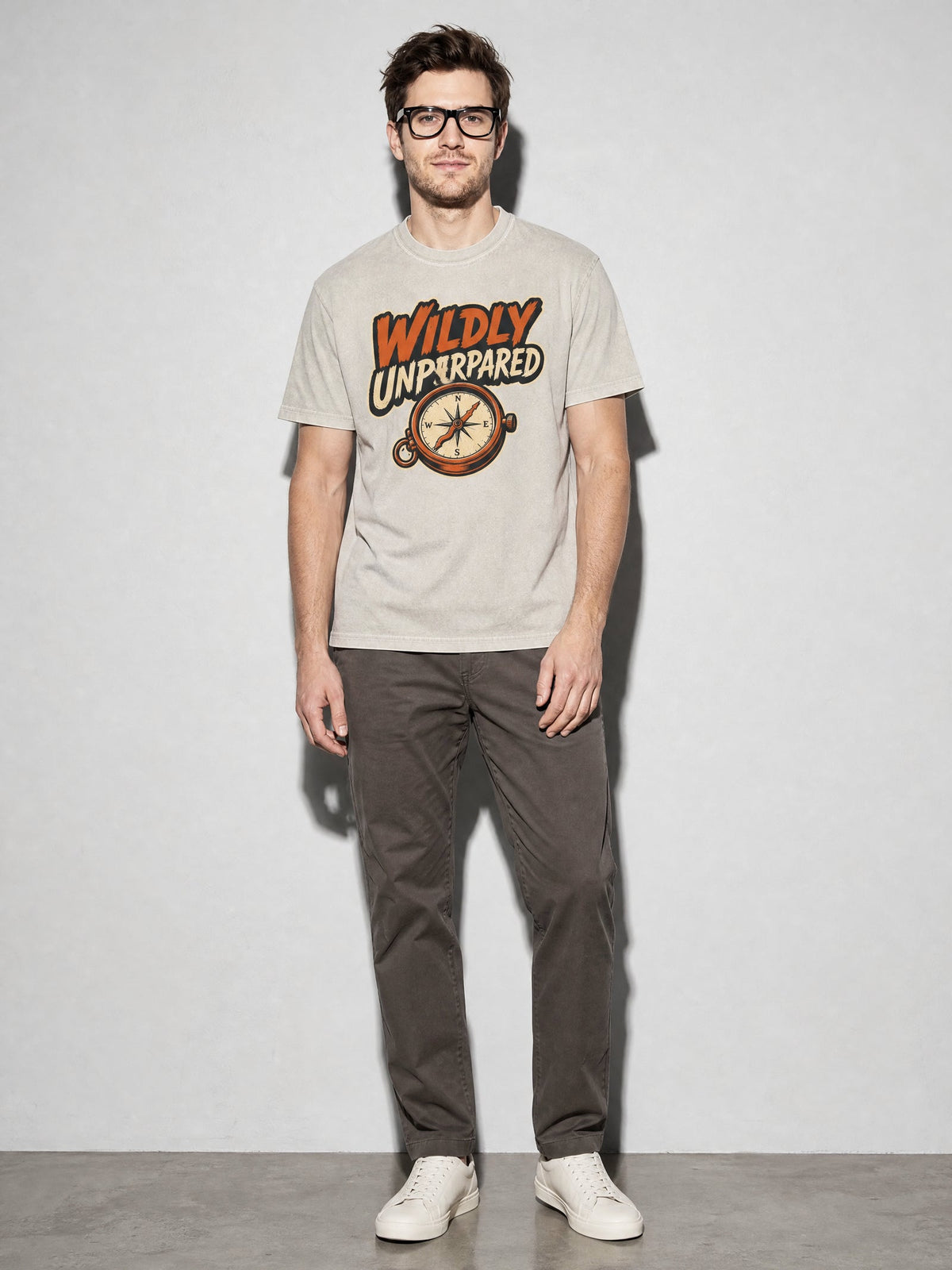Wildly Unprepared Premium Shirt - Ivory - on-model full length