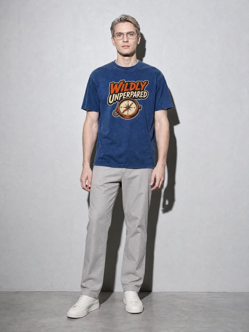 Wildly Unprepared Premium Shirt - True Navy - on-model full length