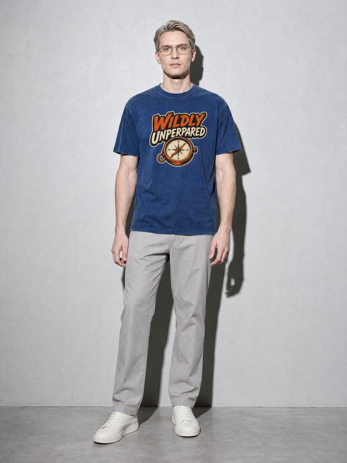 Wildly Unprepared Premium Shirt - True Navy - on-model full length