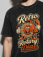 Retro Rotary Dial Premium Shirt - Black - printed fabric detail