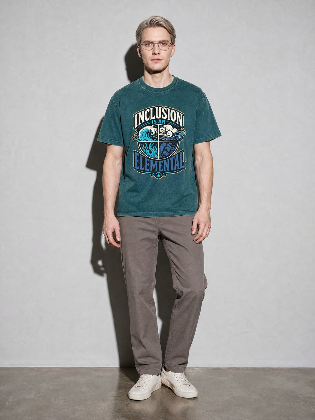 Inclusion Is an Elemental Premium Shirt - Blue Spruce - on-model full length
