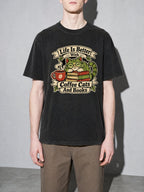 Coffee, Cats and Books Premium Shirt - Black - on-model zoom