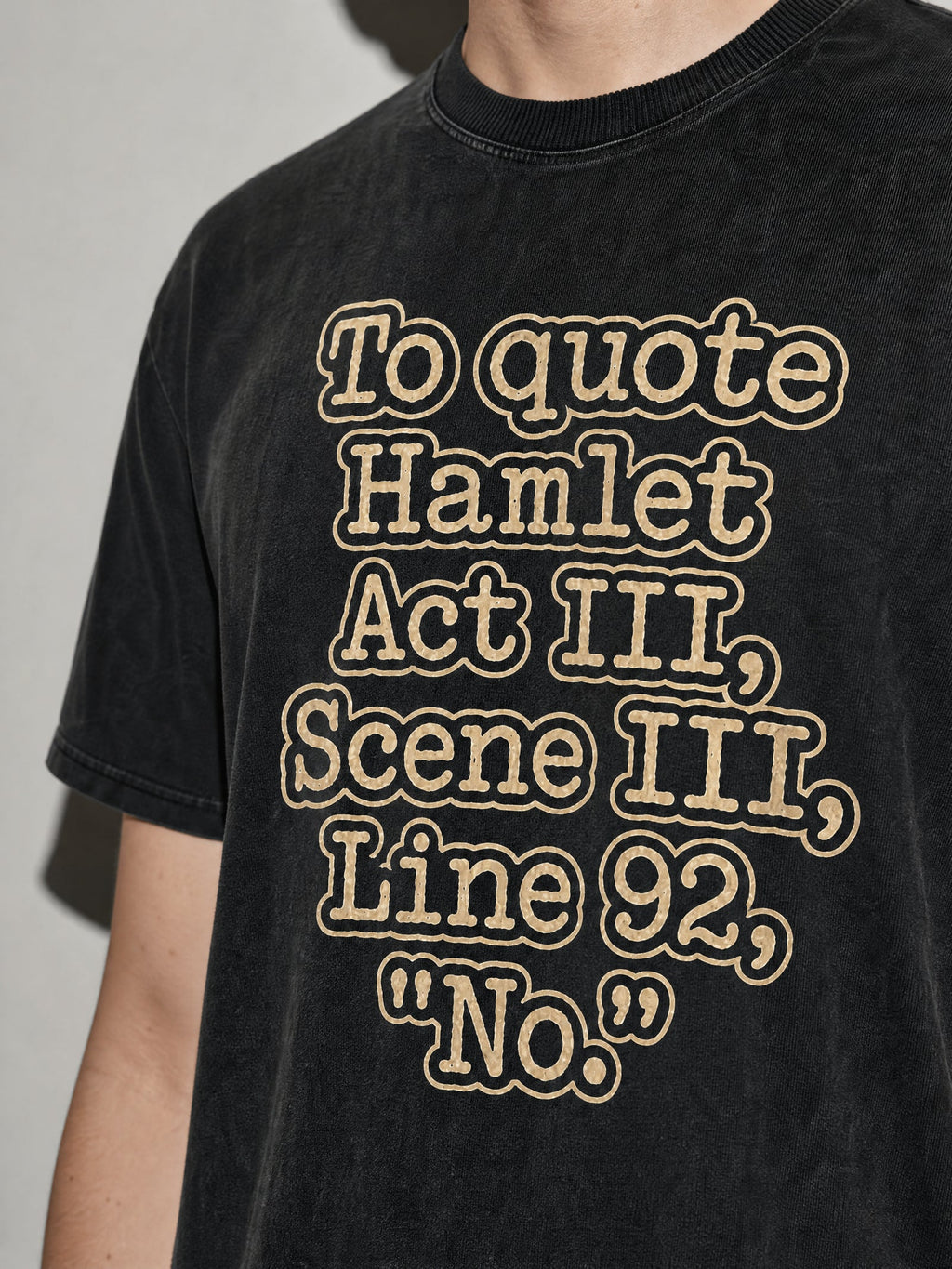 To Quote Hamlet: No Premium Shirt - Black - printed fabric detail
