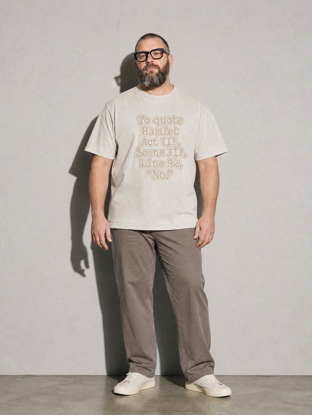 To Quote Hamlet: No Premium Shirt - Ivory - on-model full length