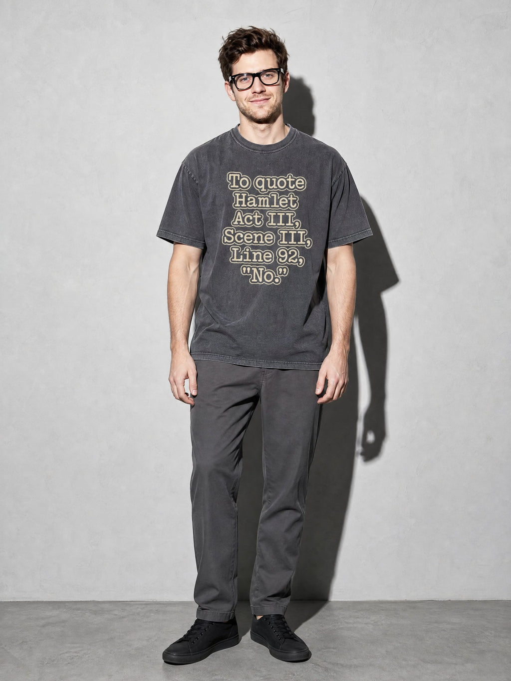 To Quote Hamlet: No Premium Shirt - Pepper - on-model full length