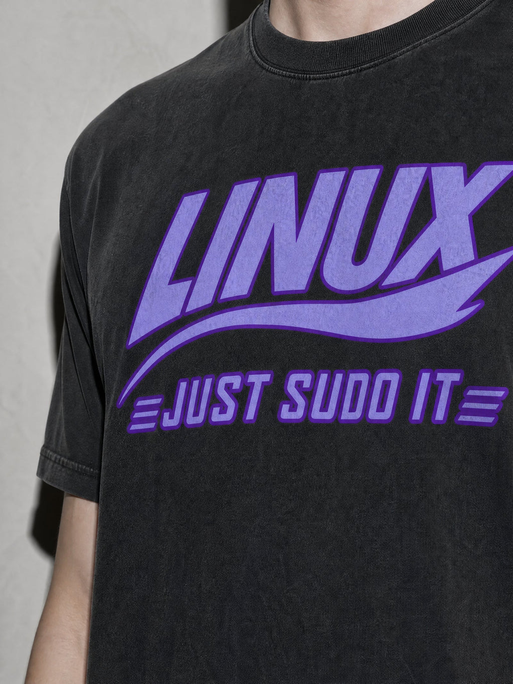 Just Sudo It Premium Shirt - Black - printed fabric detail
