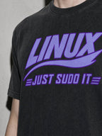 Just Sudo It Premium Shirt - Black - printed fabric detail