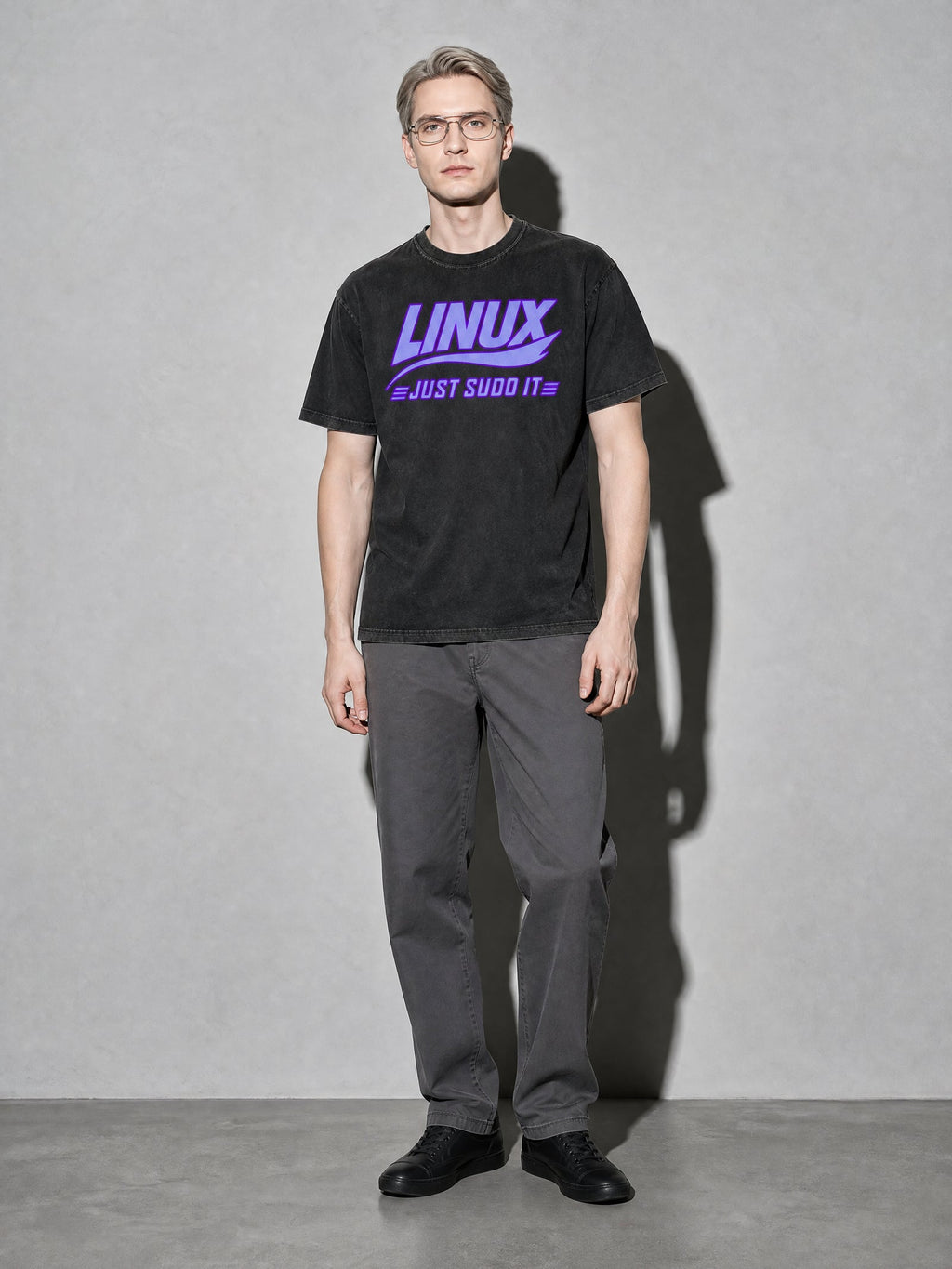 Just Sudo It Premium Shirt - Black - on-model full length