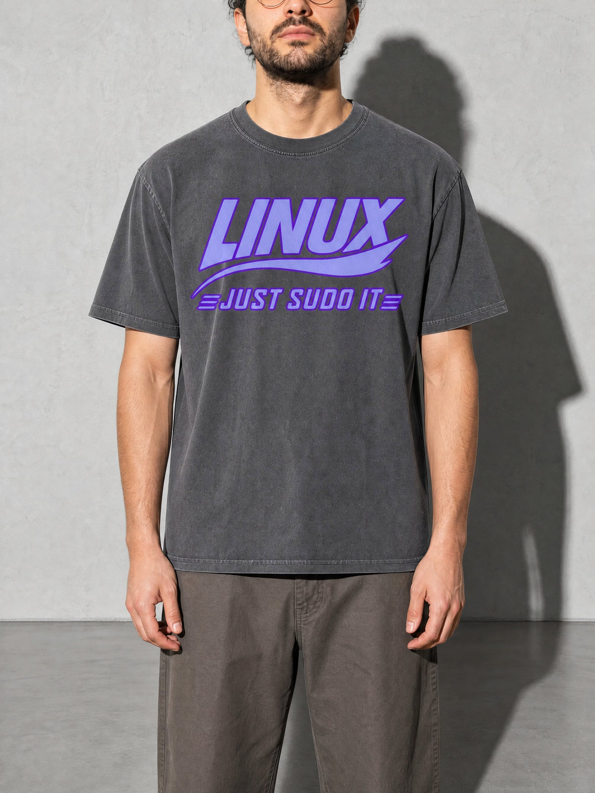 Just Sudo It Premium Shirt - Pepper - on-model zoom