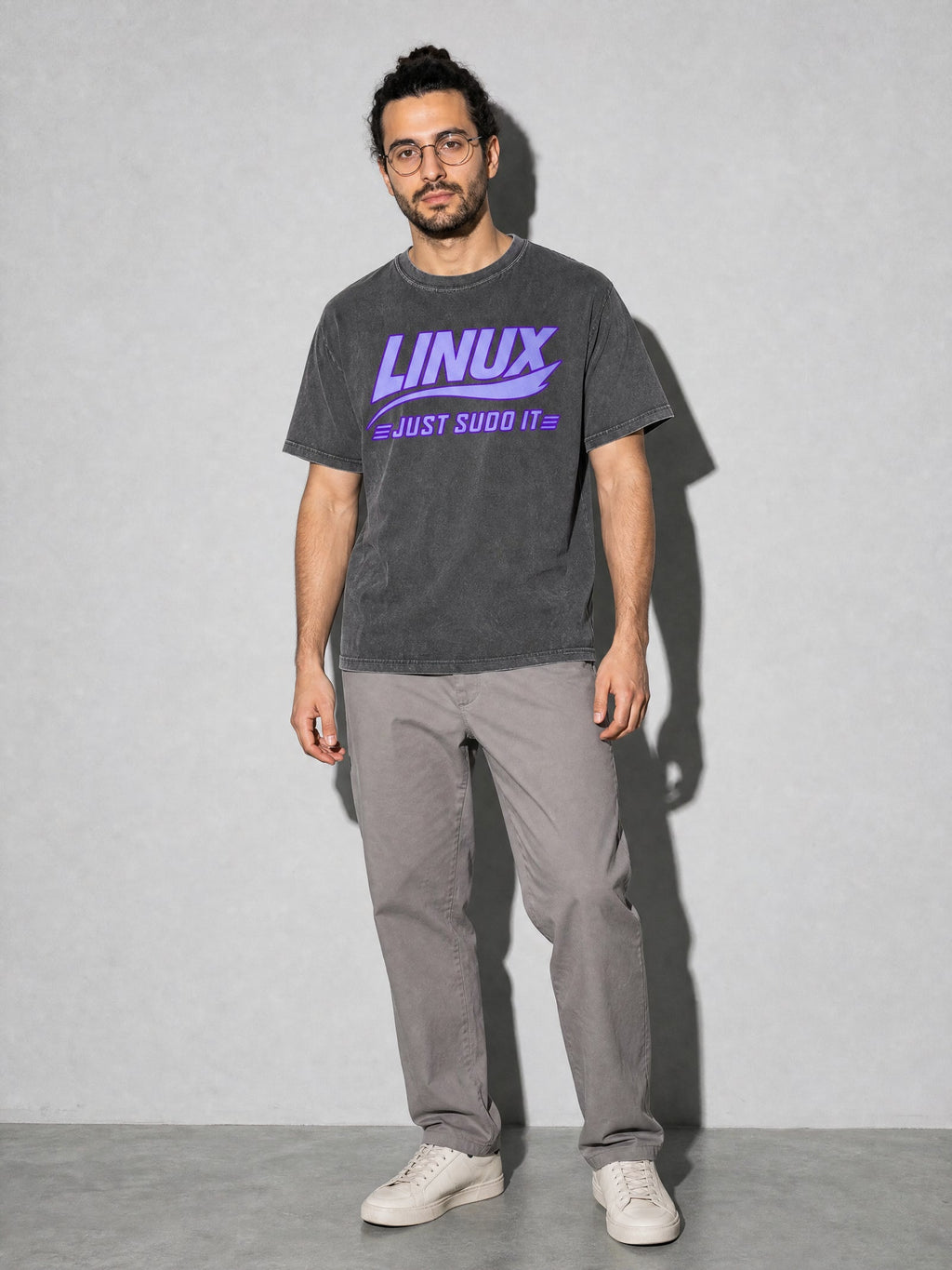 Just Sudo It Premium Shirt - Pepper - on-model full length