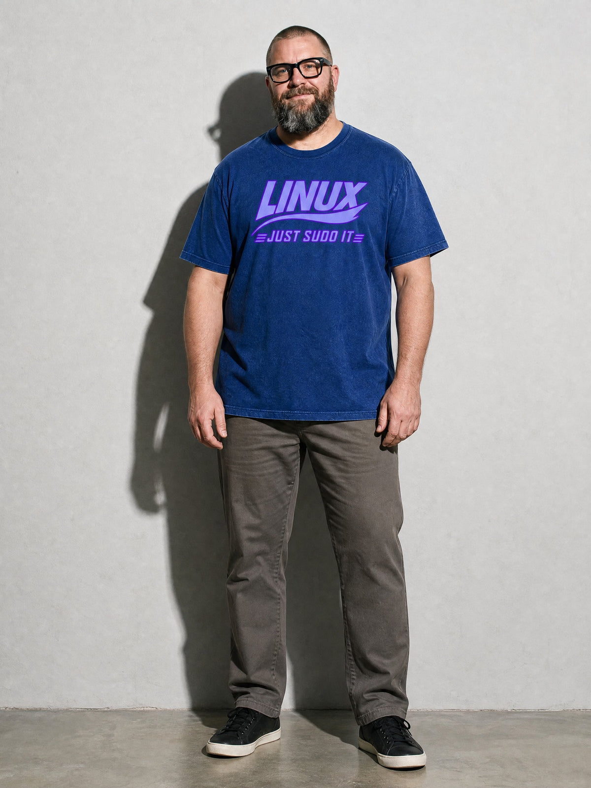 Just Sudo It Premium Shirt - True Navy - on-model full length