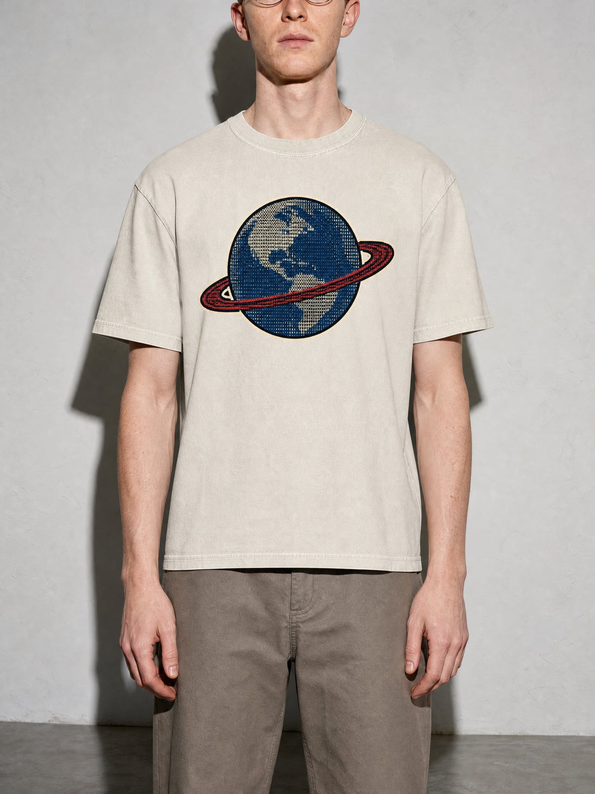 Earth Data Premium Shirt - Ivory - on-model zoom