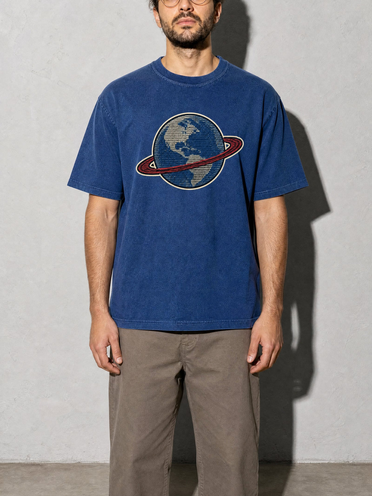 Earth Data Premium Shirt - True Navy - on-model zoom