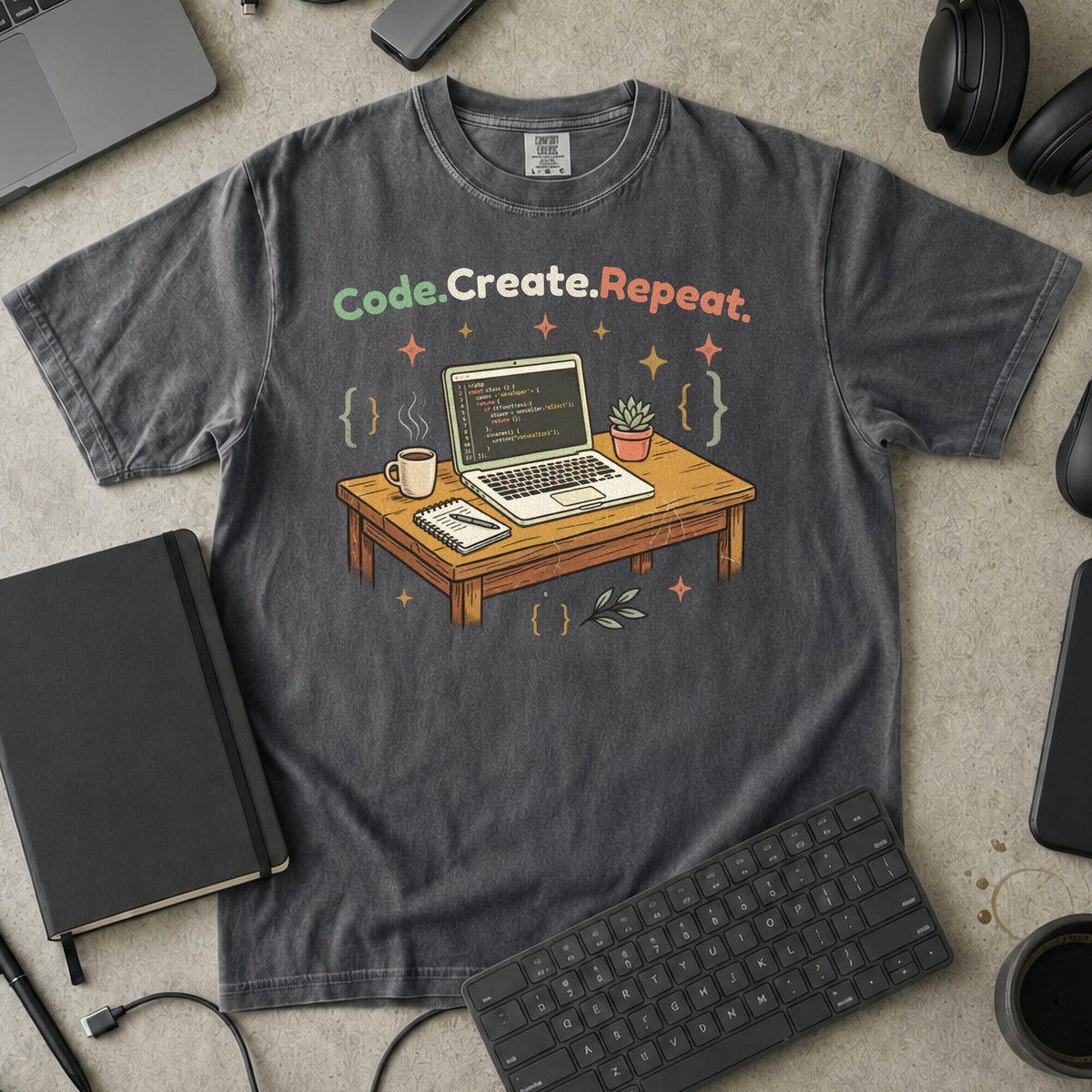 Code Create Repeat Premium Shirt — pepper Premium Shirt mock-up