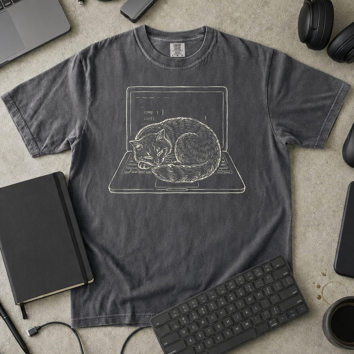 Coding Cat Nap Premium Shirt — pepper Premium Shirt mock-up