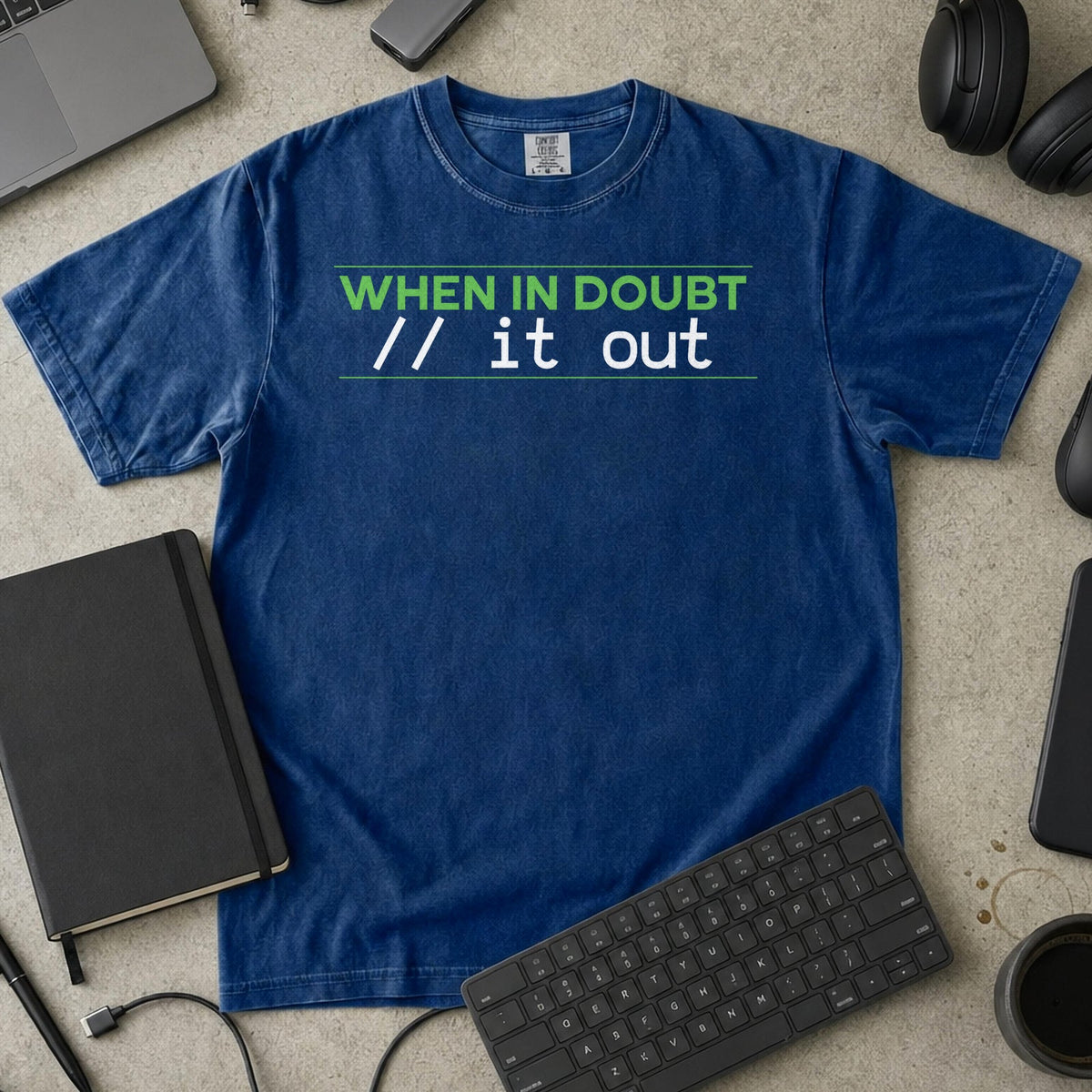 comment it out Premium Shirt — true navy Premium Shirt mock-up