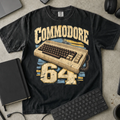 Commodore 64 Shirt — Black Comfort Colors 1717 flat lay