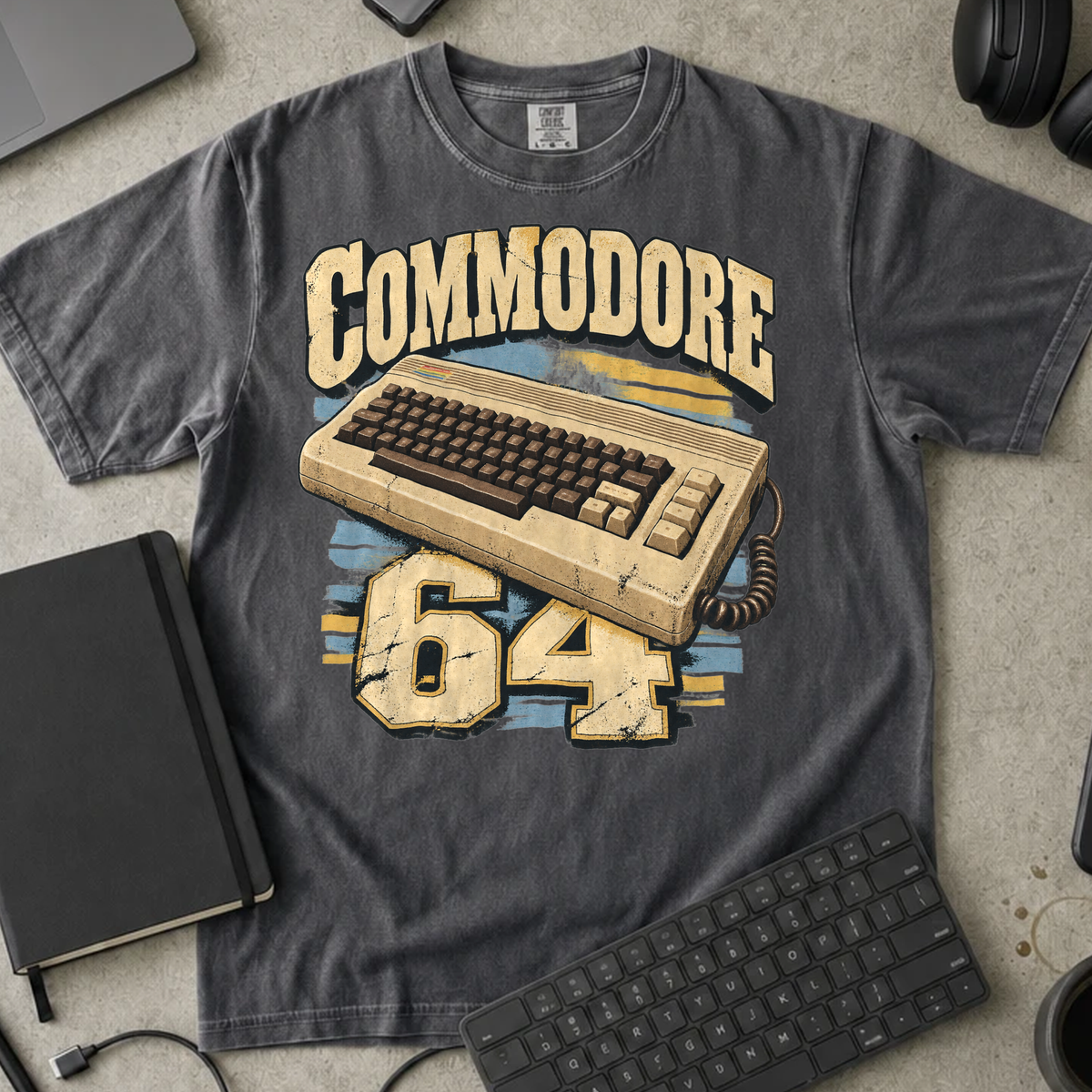 Commodore 64 Shirt — Pepper Comfort Colors 1717 flat lay