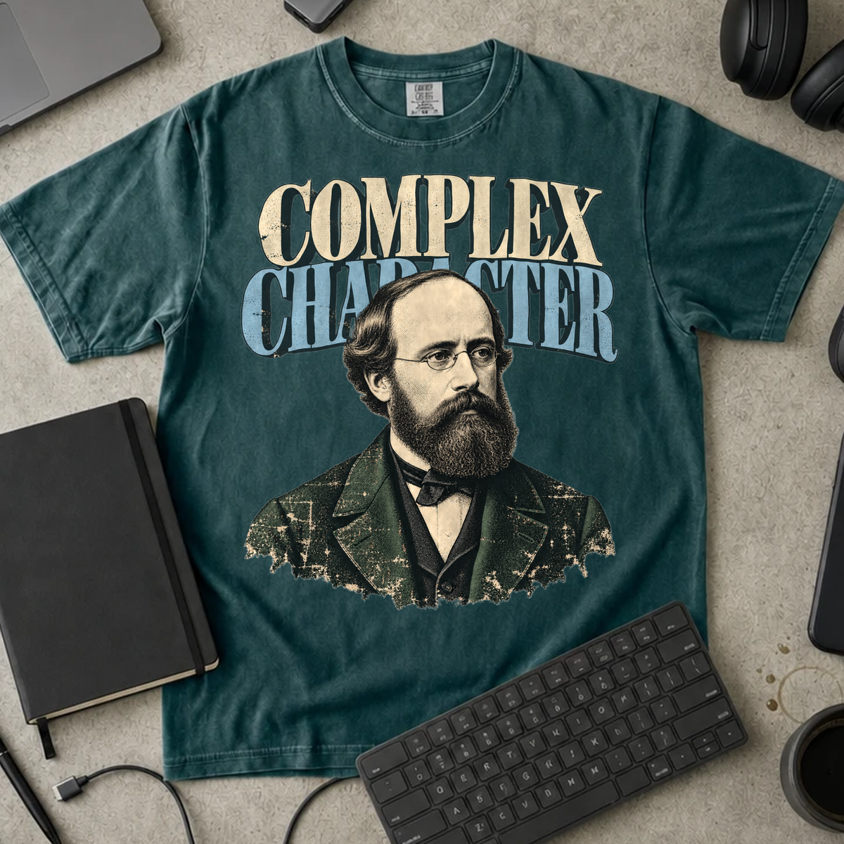Complex Character Shirt — Blue Spruce Comfort Colors 1717 flat lay