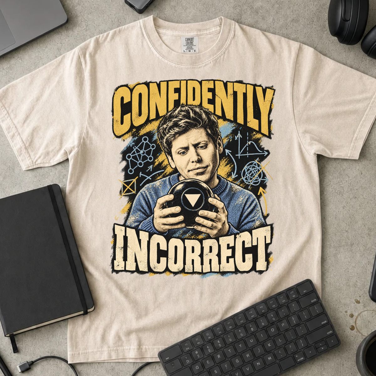 Confidently Incorrect Shirt — Ivory Comfort Colors 1717 flat lay