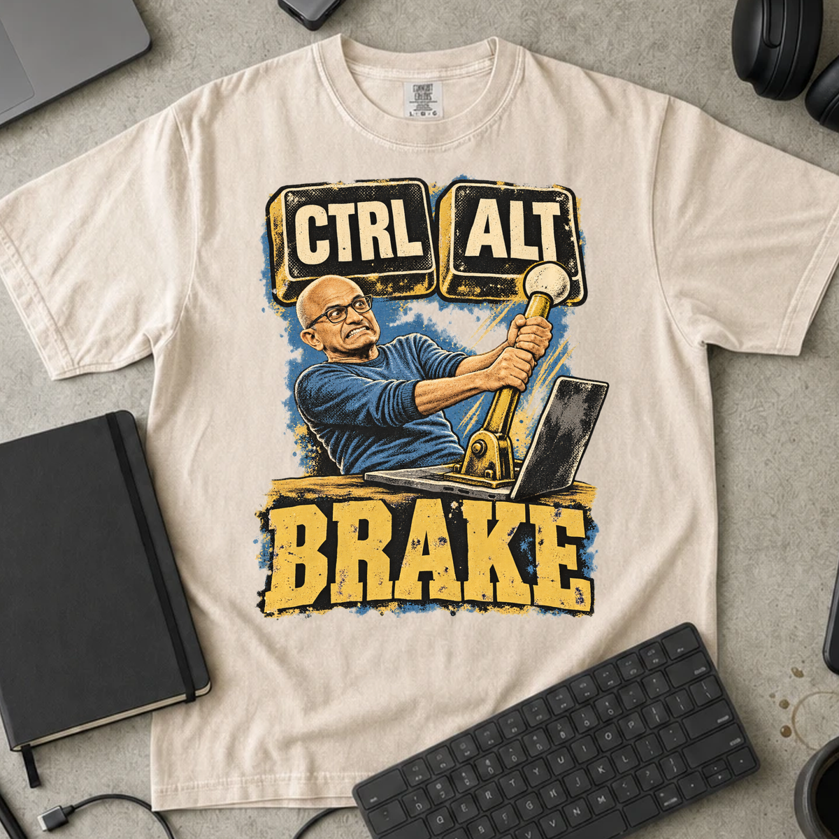Ctrl Alt Brake Shirt — Ivory Comfort Colors 1717 flat lay