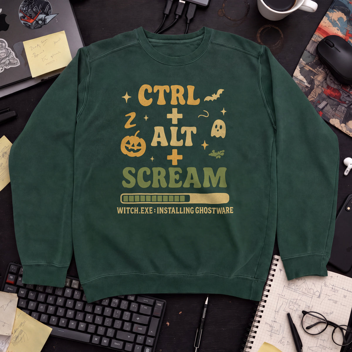Ctrl Alt Scream Sweatshirt — Bottle Green