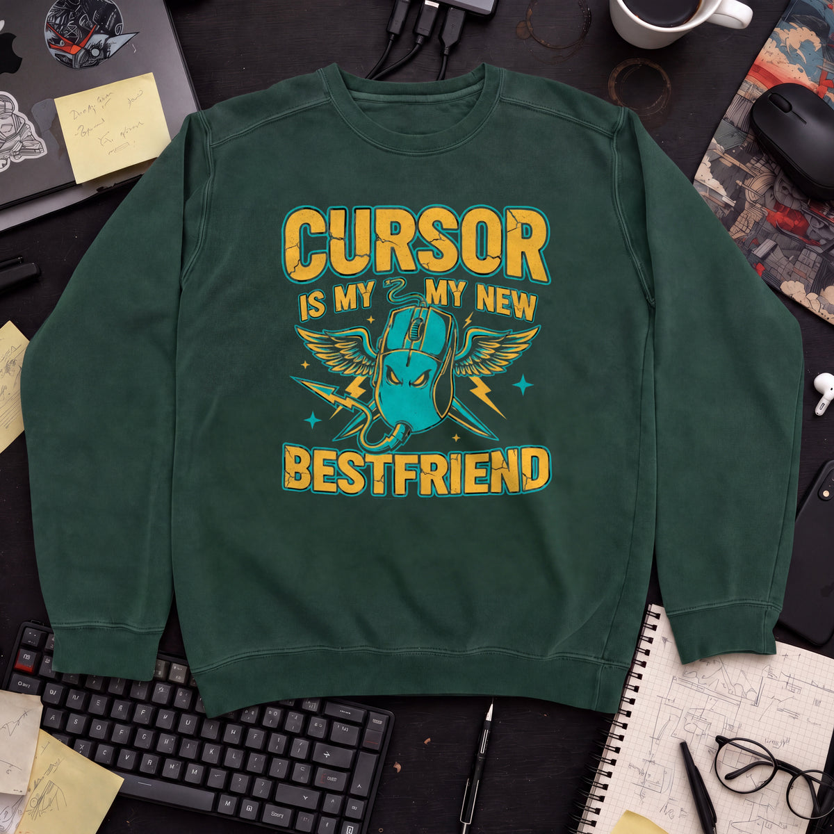Cursor Is My New Bestfriend Sweatshirt — Bottle Green