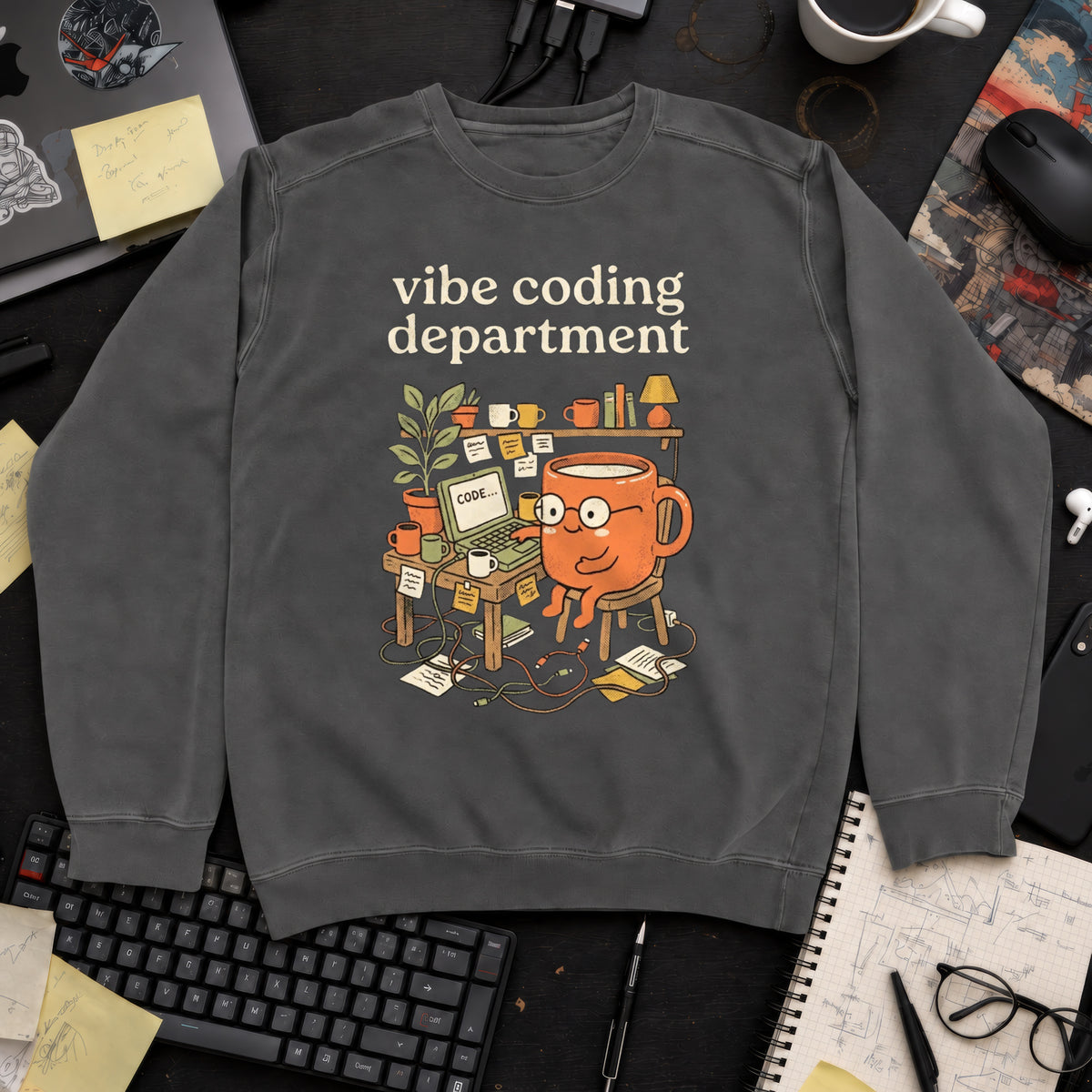 Cute Vibe Coding Department Sweatshirt — Pepper
