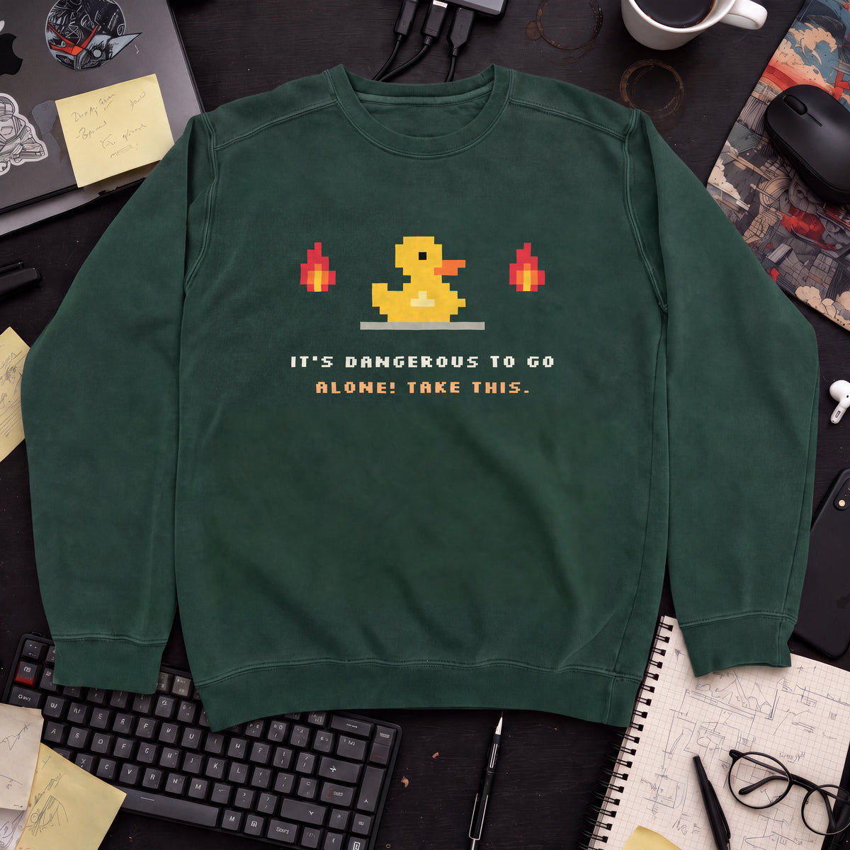 It's Dangerous to Go Alone! Take This. Sweatshirt sweatshirt — Bottle Green