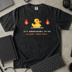 It's Dangerous to Go Alone! Take This. Shirt — Black Comfort Colors 1717 flat lay