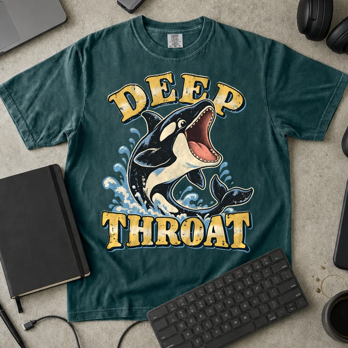 Deep Throat Shirt — Blue Spruce Comfort Colors 1717 flat lay
