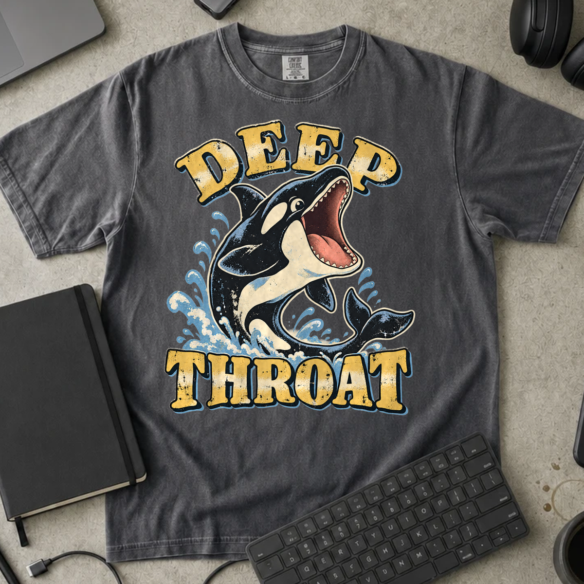 Deep Throat Shirt — Pepper Comfort Colors 1717 flat lay