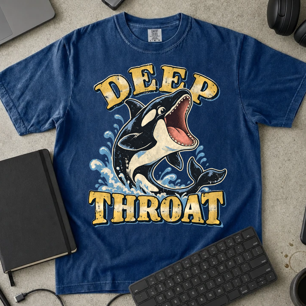 Deep Throat Shirt — True Navy Comfort Colors 1717 flat lay