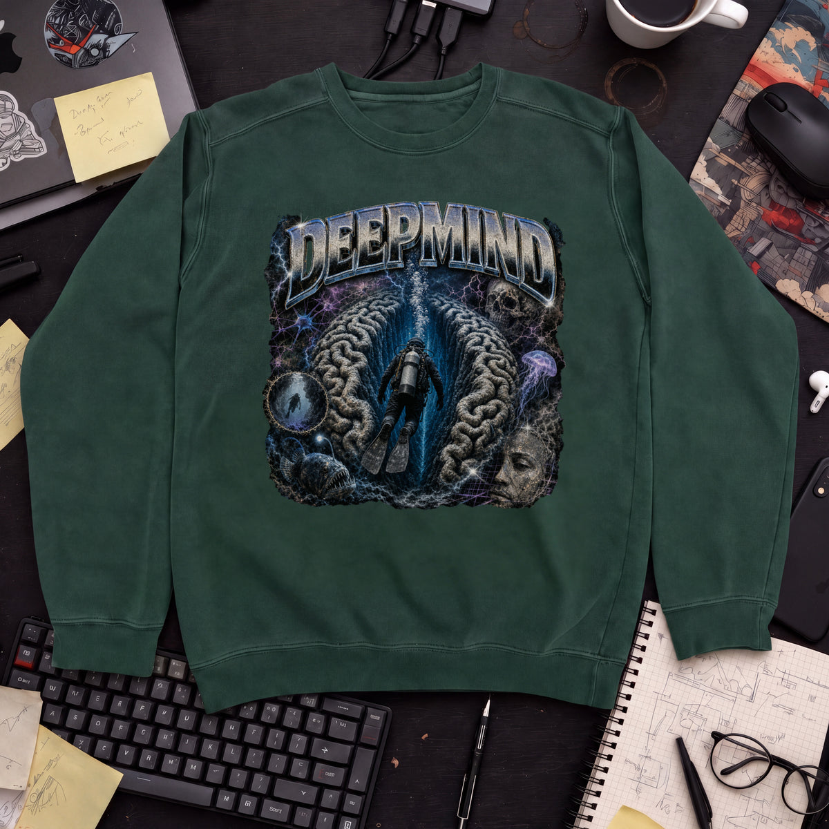 DeepMind Bootleg Sweatshirt — Bottle Green