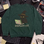 Deploy It Cat Sweatshirt — Bottle Green