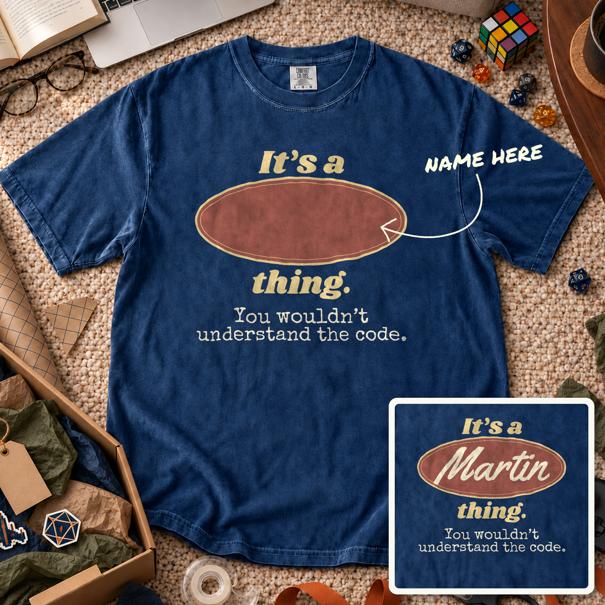 You Wouldn't Understand the Code Custom Shirt — personalized True Navy Comfort Colors 1717