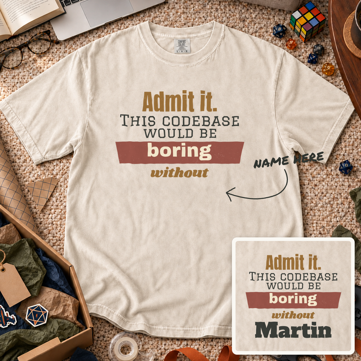 Codebase Would Be Boring Custom Shirt — personalized Ivory Comfort Colors 1717