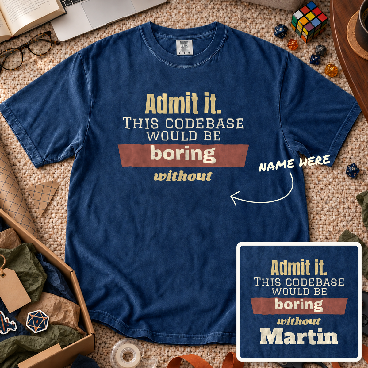 Codebase Would Be Boring Custom Shirt — personalized True Navy Comfort Colors 1717