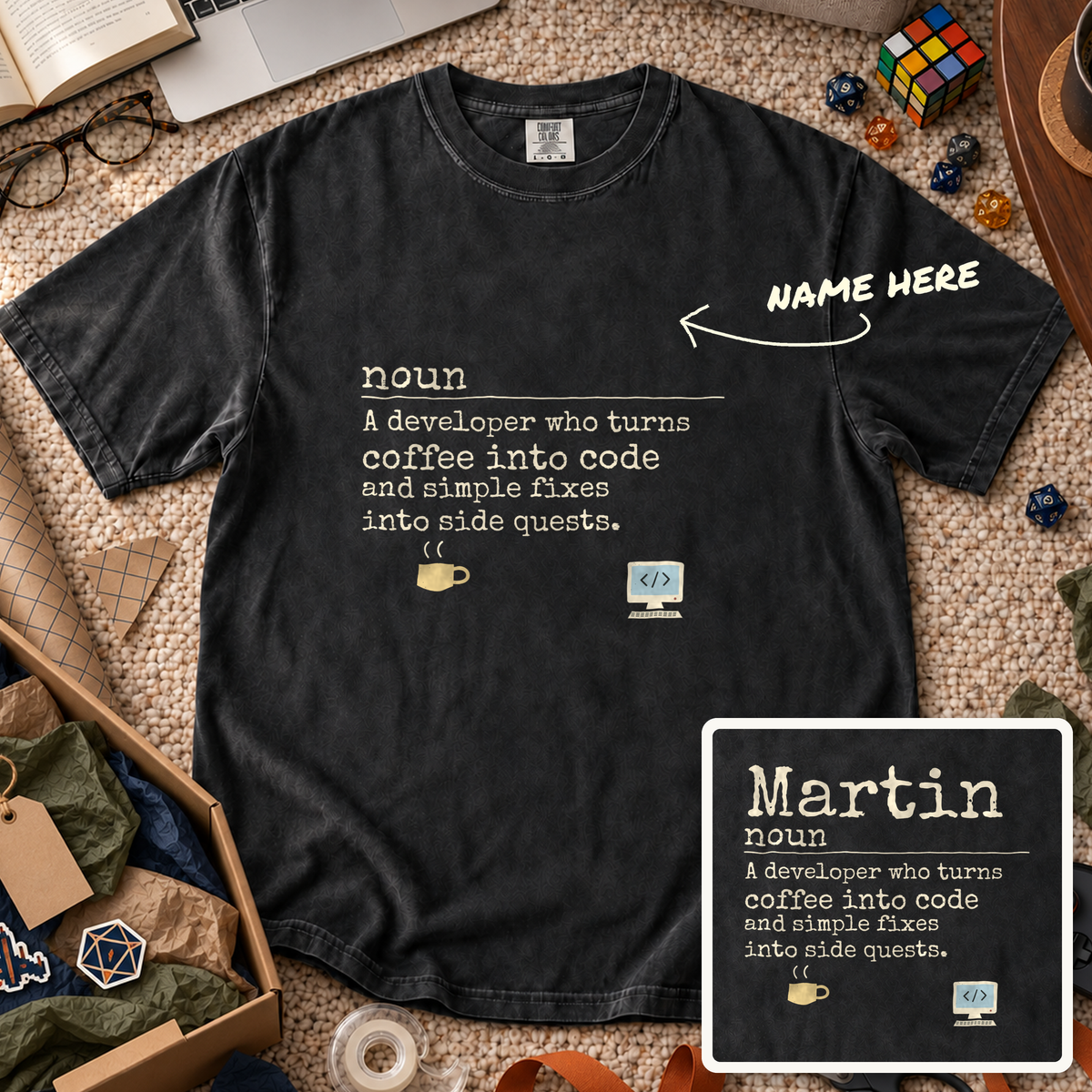 Developer Definition Custom Shirt — personalized Black Comfort Colors 1717